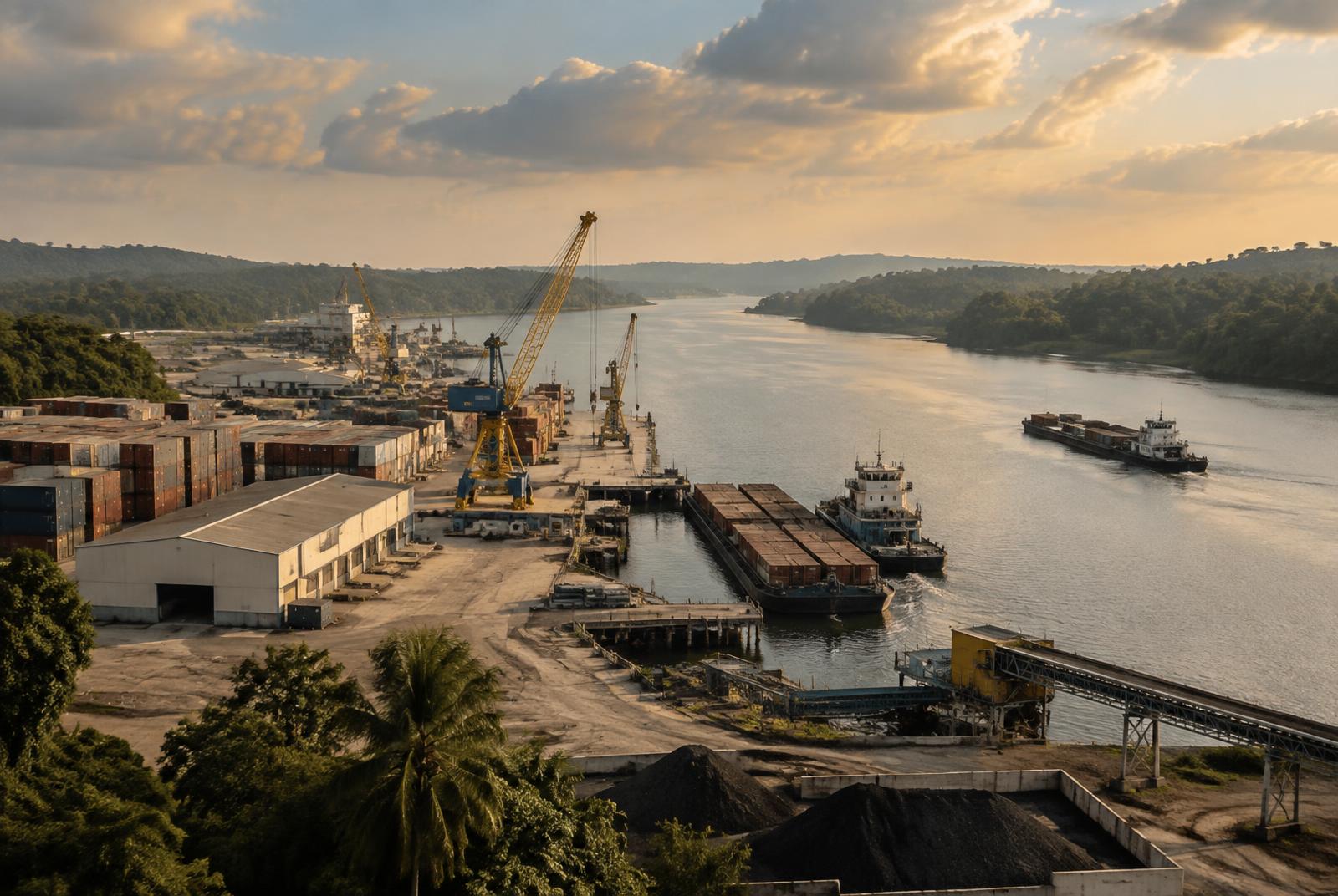 River port, barges and inland waterway logistics supporting African trade corridors